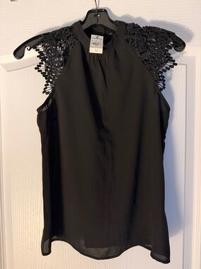 Express Black Lace-Shoulder Halter Camisole.